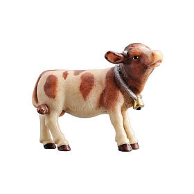 Vitello legno dipinto Mahlknecht 12 cm presepe Val Gardena