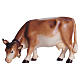 Mucca che pascola legno dipinto presepe Mahlknecht 9,5 cm Val Gardena s1