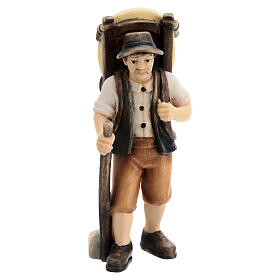 Pastor alpino con queso belén Mahlknecht 12 cm legno dipinto Val Gardena