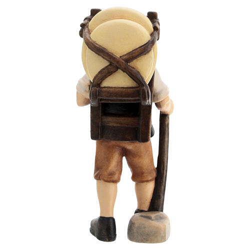 Pastor alpino con queso belén Mahlknecht 12 cm legno dipinto Val Gardena 6