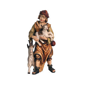 Pastor con dos cabras 9,5 cm madera coloreada Mahlknecht belén Val Gardena