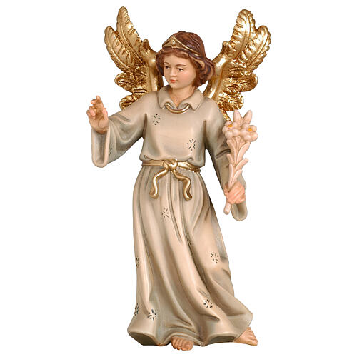 Anjo anunciador 9,5 cm presépio Mahlknecht madeira pintada Val Gardena 1