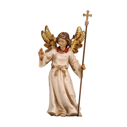 Pointing angel painted wood Mahlknecht nativity scene 9.5 cm Val Gardena 1