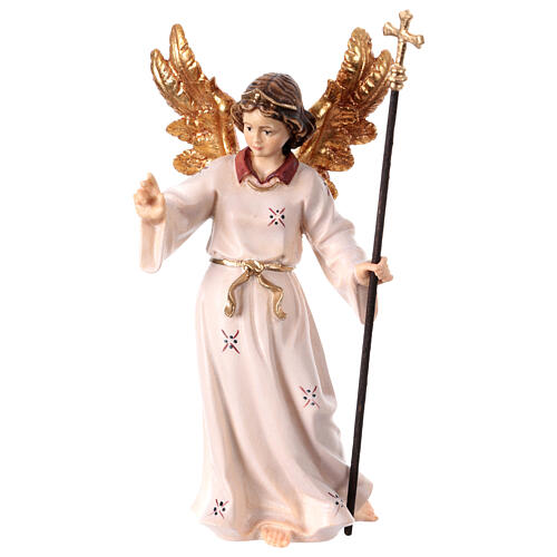 Anjo apontando madeira colorida 12 cm presépio Mahlknecht Val Gardena 1