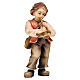 Enfant avec trompette 9,5 cm crèche Mahlknecht bois peint Val Gardena s1
