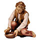 Young man milking, 12 cm Mahlknecht nativity scene painted Val Gardena wood s1