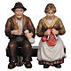 Grand-mère et grand-père sur banc crèche Mahlknecht bois peint 9,5 cm Val Gardena s1