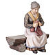 Nonna e nonno su panca Mahlknecht presepe 12 cm legno dipinto Val Gardena  s3