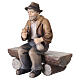 Nonna e nonno su panca Mahlknecht presepe 12 cm legno dipinto Val Gardena  s5