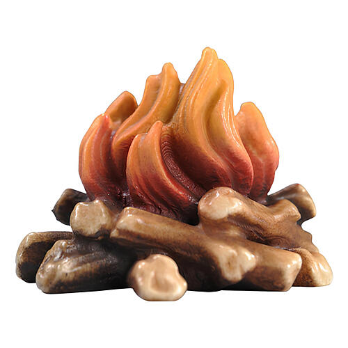 Lagerfeuer, für 12 cm Krippe, Mahlknecht, bemaltes Holz, Grödnertal 1