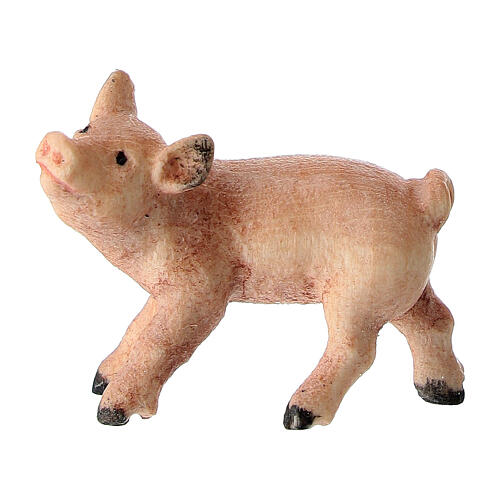 Ferkel stehend, Holz coloriert, für 9,5 cm Mahlknecht-Krippe, Grödner Kunsthandwerk 1