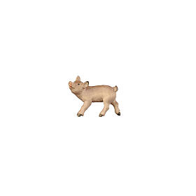 Standing pig 9.5 cm painted wood Mahlknecht Val Gardena