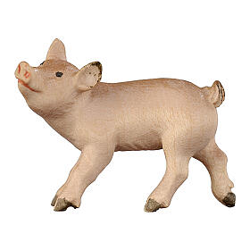 Cerdito de pie madera pintada Mahlknecht 12 cm Val Gardena