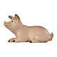 Lying piglet of painted wood, 12 cm Mahlknecht Nativity Scene, Val Gardena s1