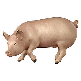 Cerdo madera pintada belén 9,5 cm Mahlknecht Val Gardena