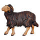 Carnero negro cabeza hacia la izquierda 12 cm madera pintada belén Mahlknecht Val Gardena s1