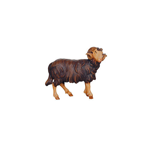 Ariete nera testa a destra legno dipinto 12 cm presepe Mahlknecht Val Gardena 1