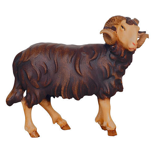 Black ram head right, 12 cm Mahlknecht nativity, painted Val Gardena wood 1