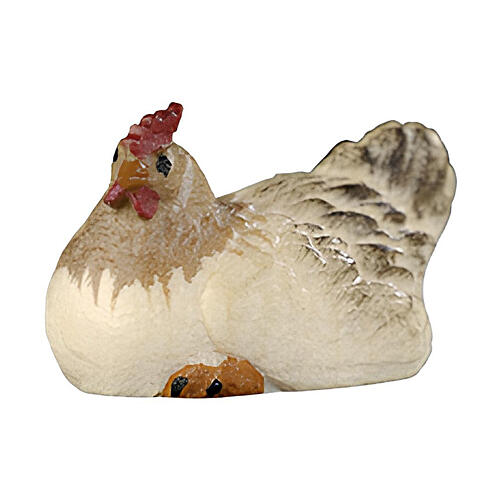 Gallina seduta 9,5 cm presepe Mahlknecht legno dipinto Val Gardena 1