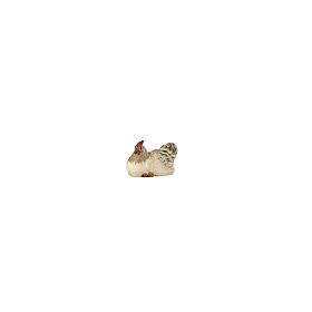 Galinha acocorada 9,5 cm presépio Mahlknecht madeira pintada Val Gardena