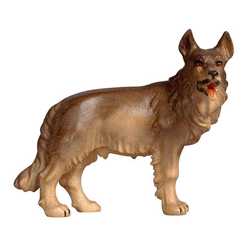 German shepherd, painted wood statue of 12 cm, Val Gardena Mahlknecht Nativity Scene 1