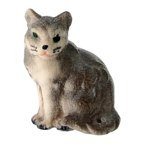 Gatto 12 cm legno dipinto presepe Mahlknecht Val Gardena 1