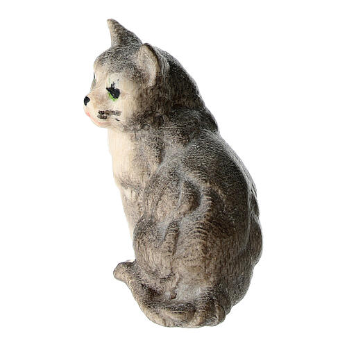 Cat figurine 12 cm painted Val Gardena wood Mahlknecht nativity 4