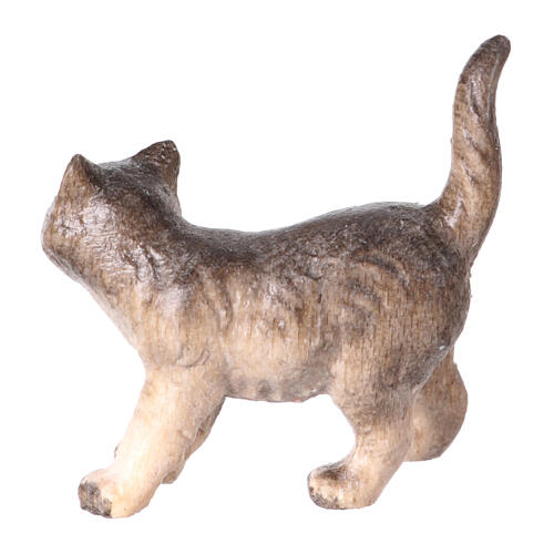 Standing cat, painted wood statue of 9.5 cm Mahlknecht Nativity Scene, Val Gardena 2