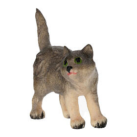 Gatto in piedi legno dipinto 12 cm presepe Mahlknecht Val Gardena