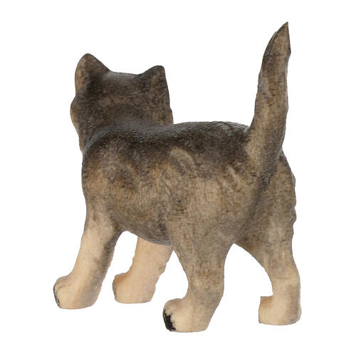 Gatto in piedi legno dipinto 12 cm presepe Mahlknecht Val Gardena 3