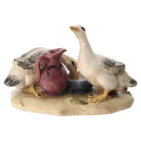 Entengruppe mit Krug, Holz coloriert, für 9,5 cm Mahlknecht-Krippe, Grödner Kunsthandwerk