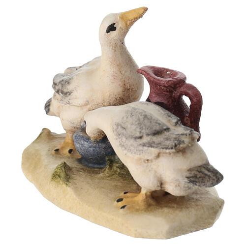 Ducks with jar, Val Gardena painted wood, 9.5 cm Mahlknecht Nativity Scene 3