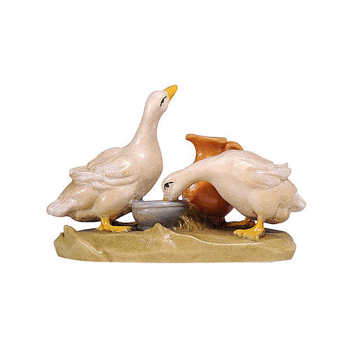 Canards avec cruche 9,5 cm crèche Mahlknecht bois peint du Val Gardena 1