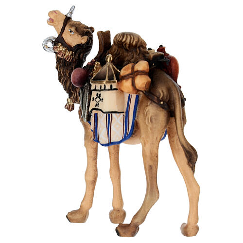 Chameau avec bagages pour crèche Mahlknecht 12 cm en bois peint Val Gardena 3