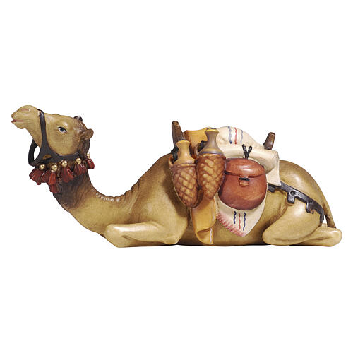 Camel lying down, Val Gardena painted wood, 12 cm Mahlknecht Nativity Scene 1