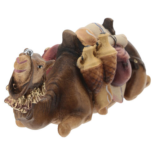 Lying camel 12 cm painted Val Gardena wood Mahlknecht nativity scene 2