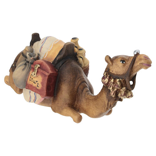 Lying camel 12 cm painted Val Gardena wood Mahlknecht nativity scene 3
