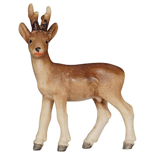 Capriolo 9,5 cm legno dipinto Mahlknecht presepe Val Gardena 1