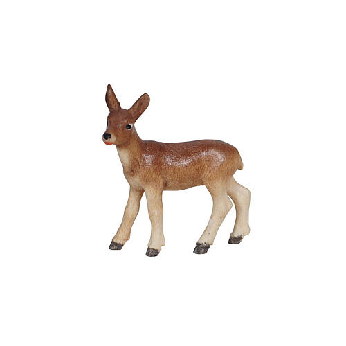 Capriolo femmina 12 cm legno dipinto presepe Mahlknecht Val Gardena  1