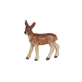 Corça fêmea 12 cm em madeira pintada para presépio Mahlknecht Val Gardena