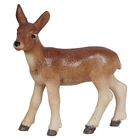 Corça fêmea 12 cm em madeira pintada para presépio Mahlknecht Val Gardena