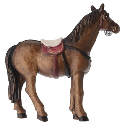 Horse figurine 12 cm painted wood Mahlknecht Val Gardena nativity scene 4