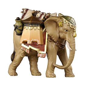 Éléphant avec bagages 9,5 cm crèche Mahlknecht en bois peint