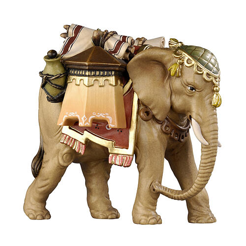 Éléphant avec bagages 9,5 cm crèche Mahlknecht en bois peint 1