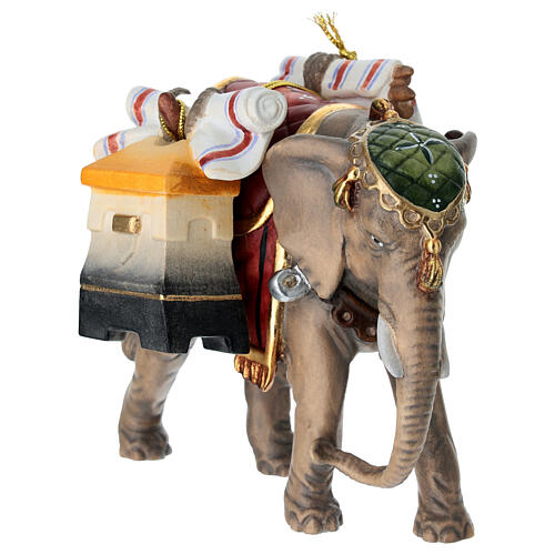 Elefante com bagagens para presépio Mahlknecht de 12 cm madeira pintada Val Gardena 3