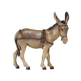 Asino per carretto 9,5 cm presepe Mahlknecht legno dipinto Val Gardena