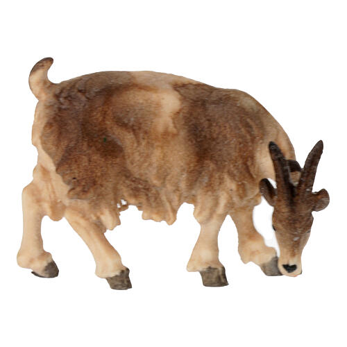 Goat eating with head to the right, Mahlknecht Nativity Scene of 9.5 cm, Val Gardena painted wood 1