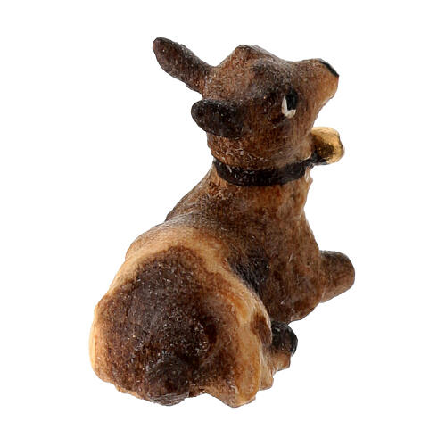 Cabrito deitado para presépio Mahlknecht de madeira pintada Val Gardena 9,5 cm 3