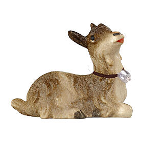 Capretta sdraiata 12 cm presepe Mahlknecht legno dipinto Val Gardena