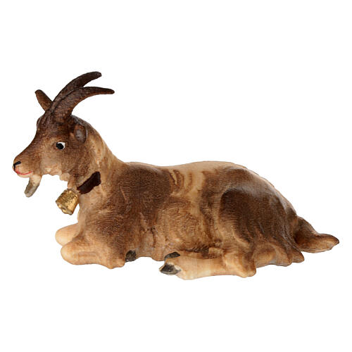 Capra sdraiata 12 cm legno dipinto presepe Mahlknecht Val Gardena 1